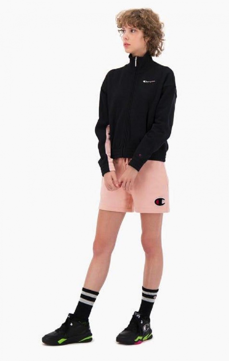 Champion C Logo Patch High Liv Bomull Terry Shorts Shorts Dame Rosa | 3408-QFBMH