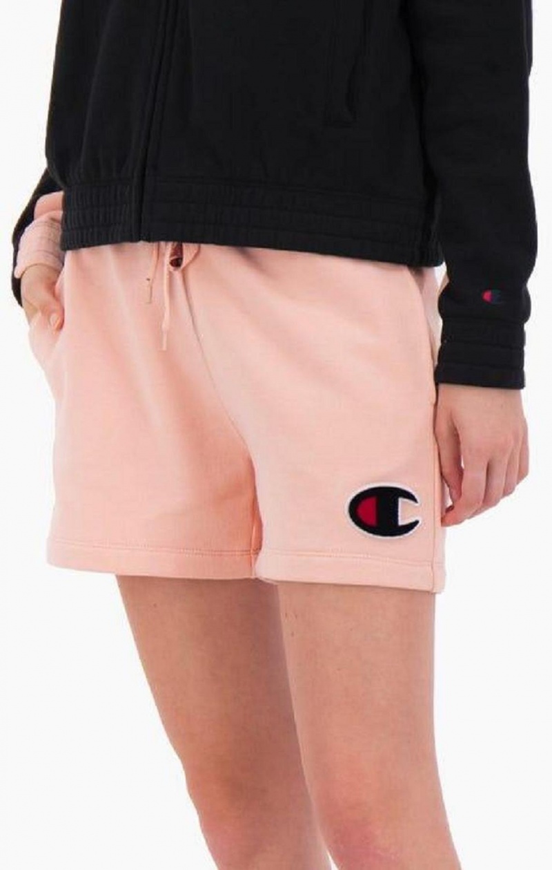 Champion C Logo Patch High Liv Bomull Terry Shorts Shorts Dame Rosa | 3408-QFBMH