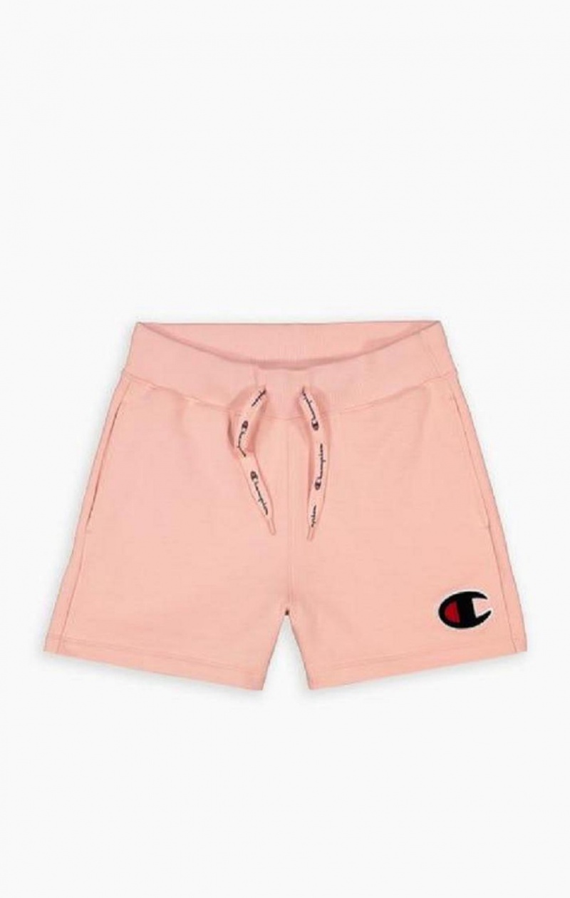 Champion C Logo Patch High Liv Bomull Terry Shorts Shorts Dame Rosa | 3408-QFBMH