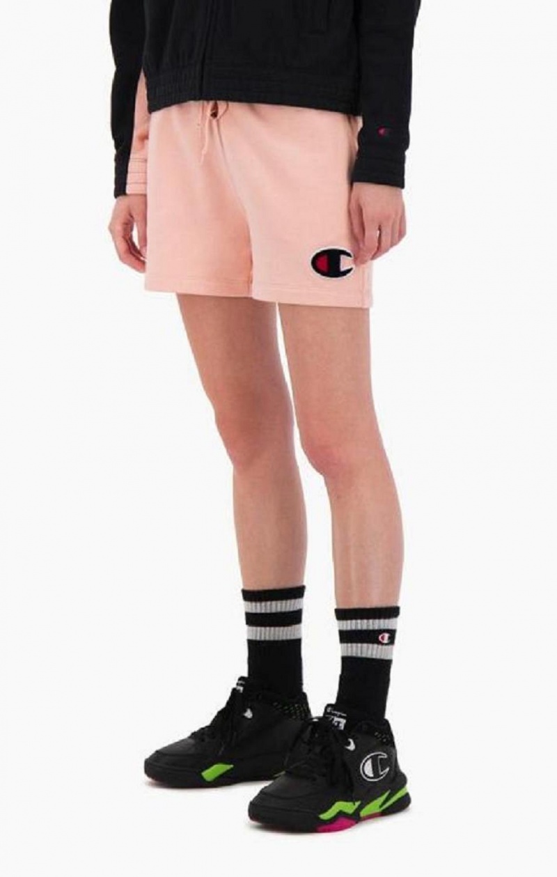 Champion C Logo Patch High Liv Bomull Terry Shorts Shorts Dame Rosa | 3408-QFBMH