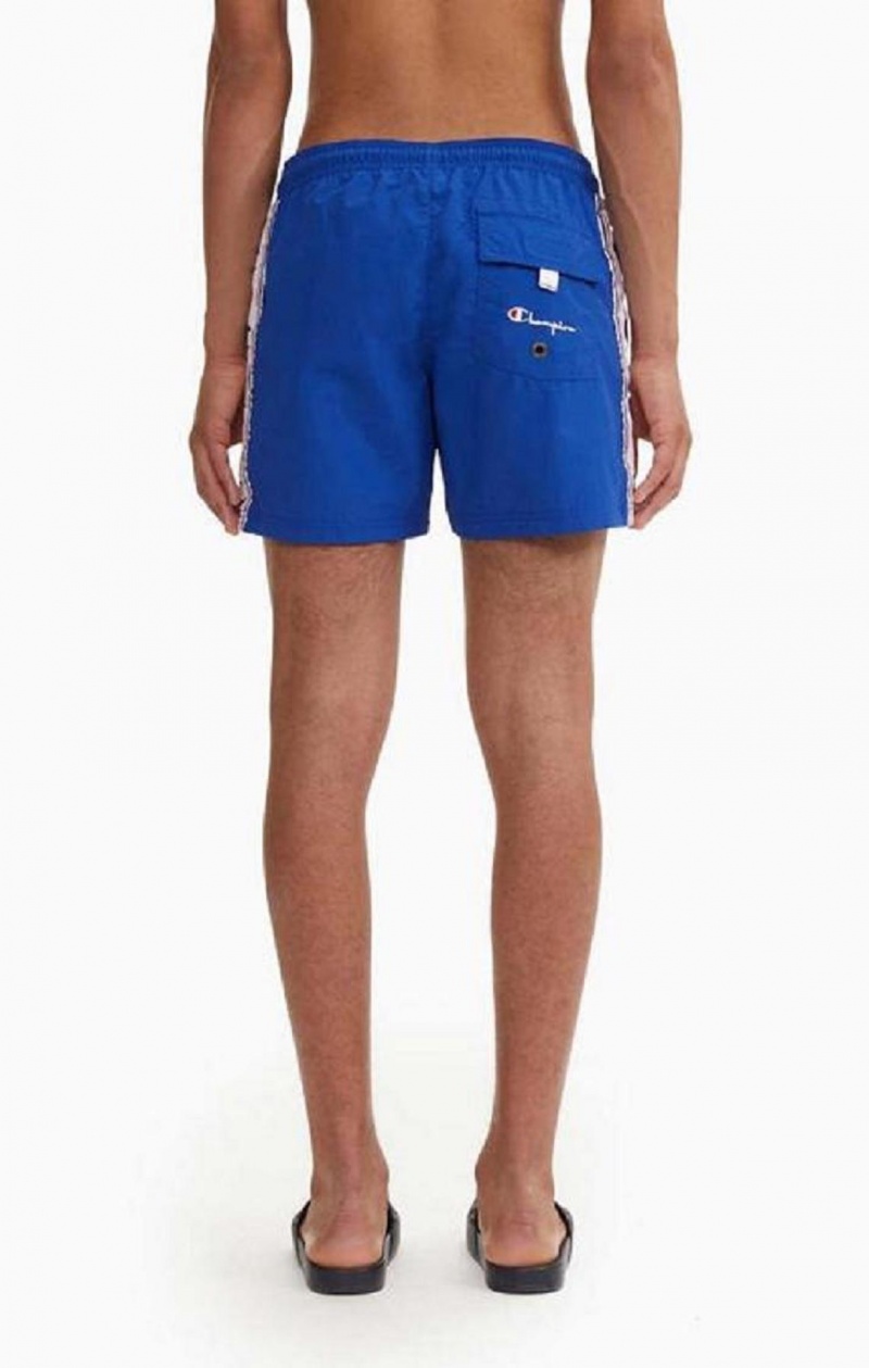 Champion C Logo Print Panel Swim Shorts Badetøy Herre Blå | 3720-BPAOR