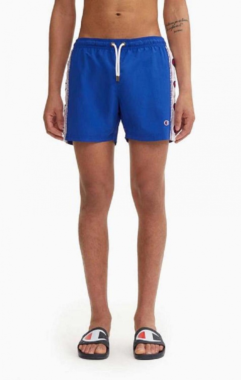 Champion C Logo Print Panel Swim Shorts Badetøy Herre Blå | 3720-BPAOR