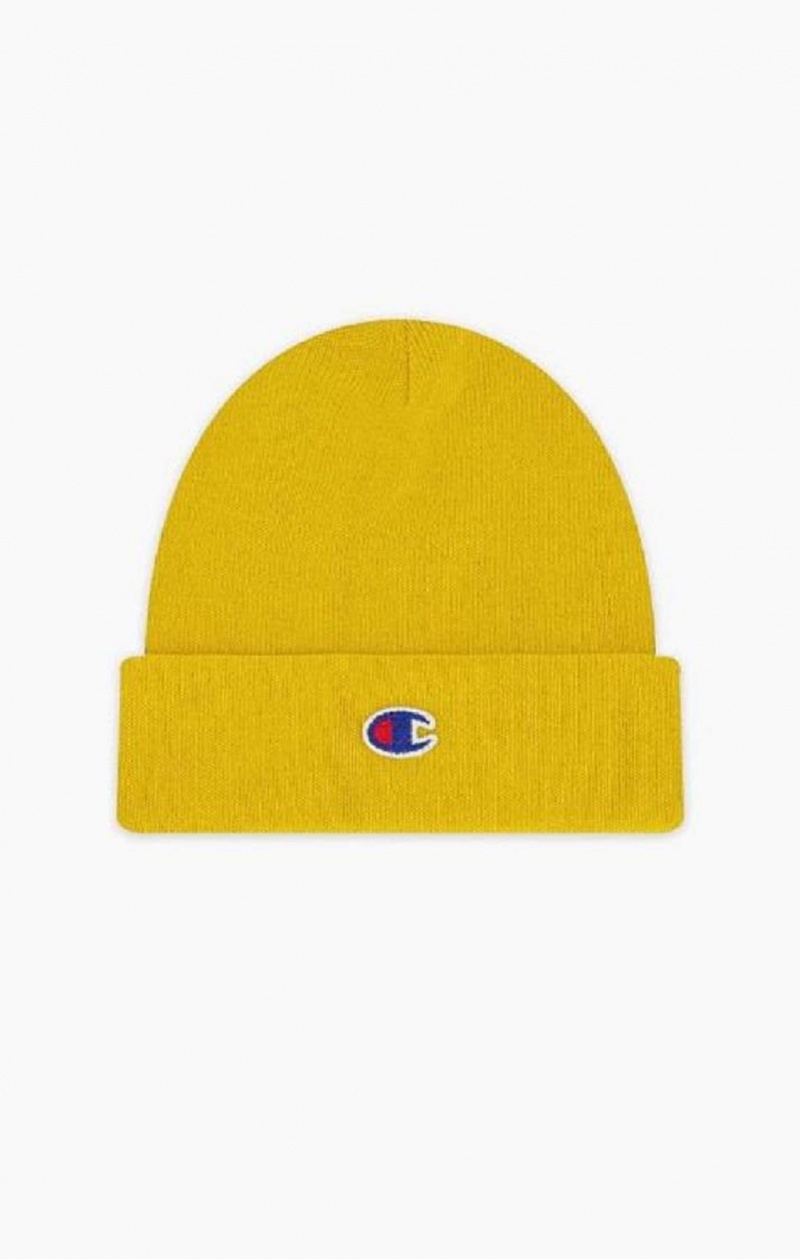 Champion C Logo Recycled Yarn Beanie Hat Hatt Dame Gul | 8576-DLWHS