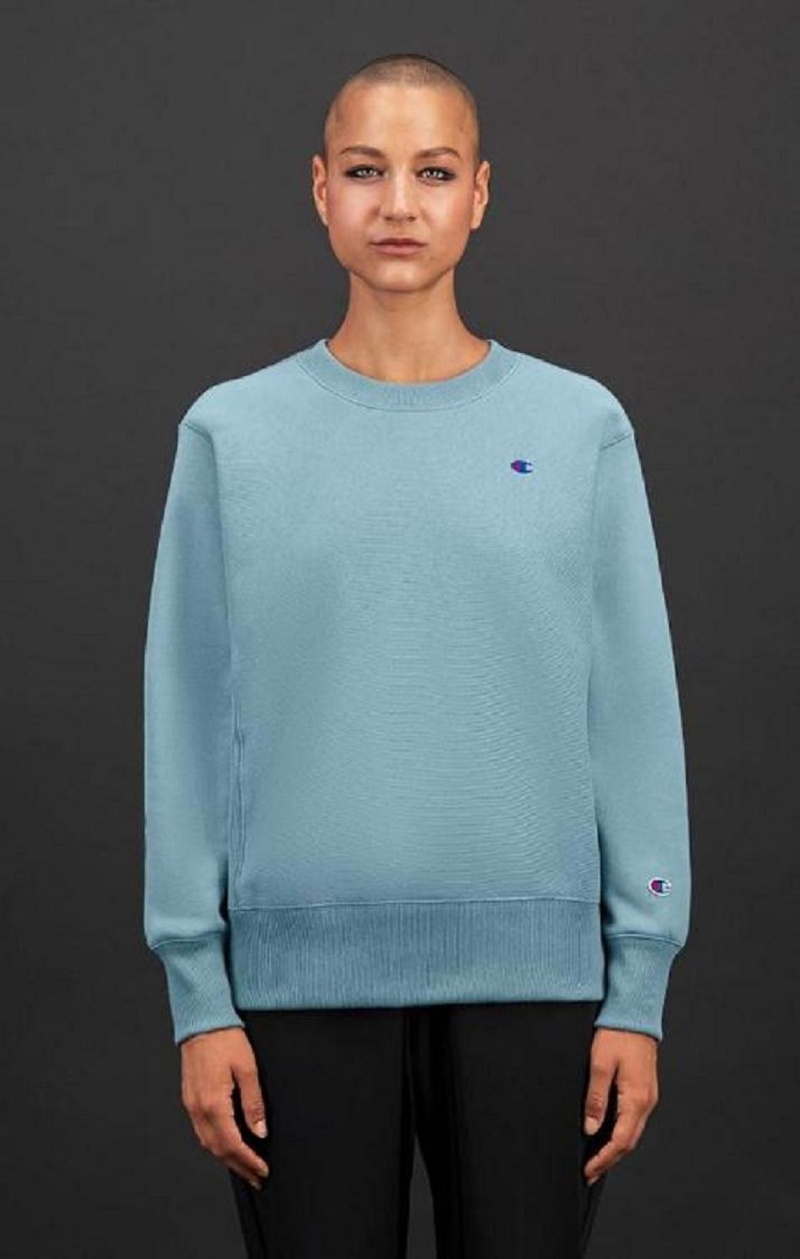 Champion C Logo Reverse Weave Sweatshirt Gensere Dame Turkis Blå | 5128-BXCGK