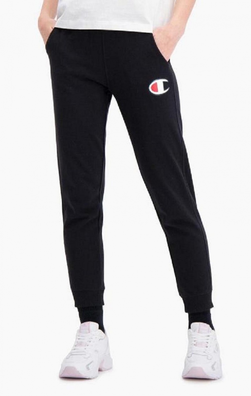 Champion C Logo Ribbet Cuffed Joggers Joggebukse Dame Svarte | 2341-XROCF