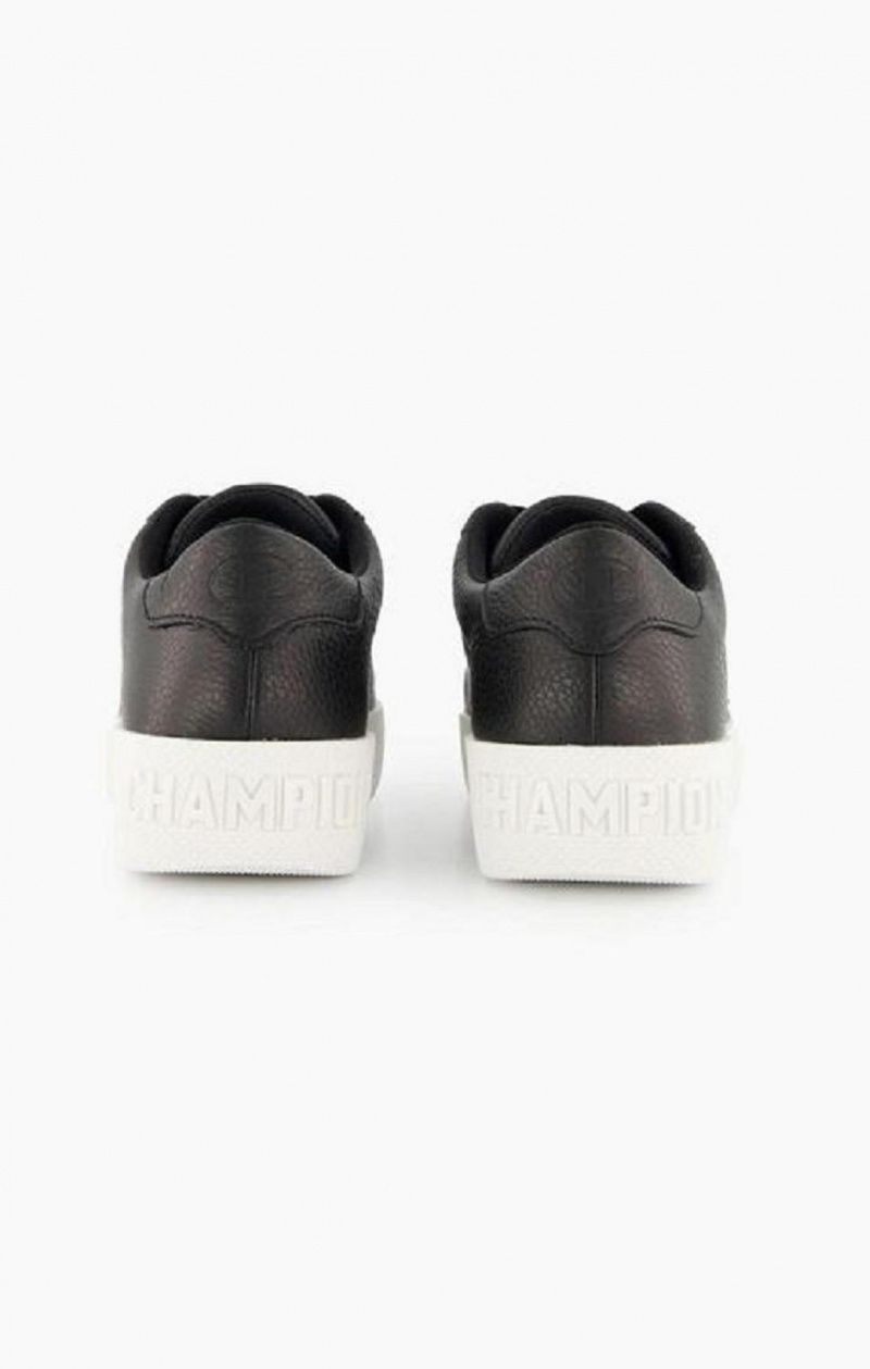 Champion C Logo Textured Lær Platform Trainers Joggesko Dame Svarte | 8725-HTGRF