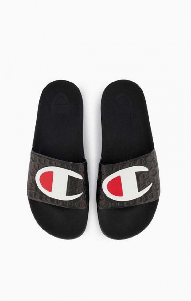 Champion C Patch Pool Slides Badesandaler Herre Svarte | 6785-PLBGC