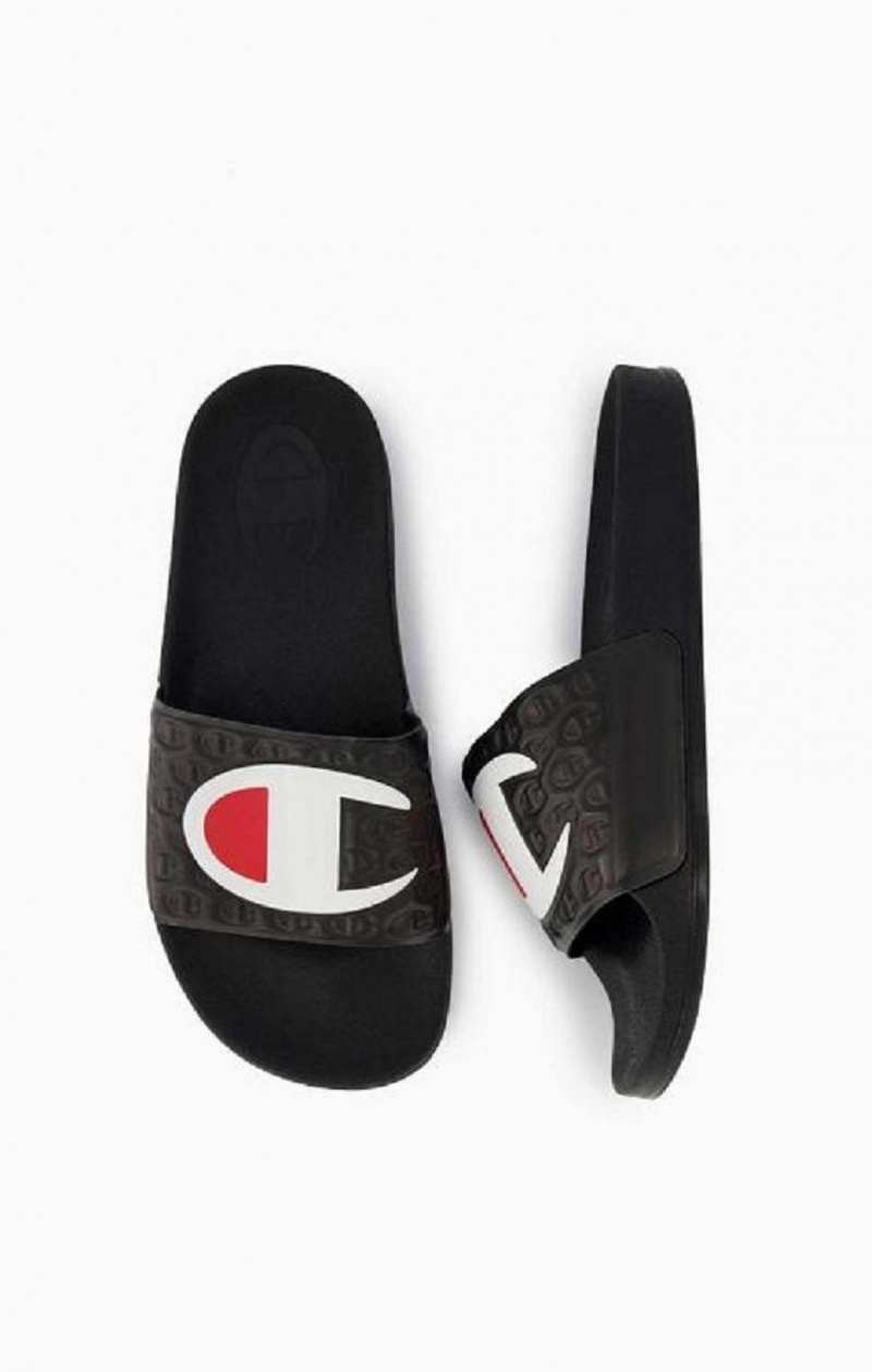 Champion C Patch Pool Slides Badesandaler Herre Svarte | 6785-PLBGC