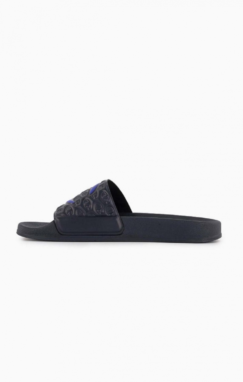 Champion C Patch Pool Slides Badesandaler Herre Mørke Blå | 7013-FHUOI