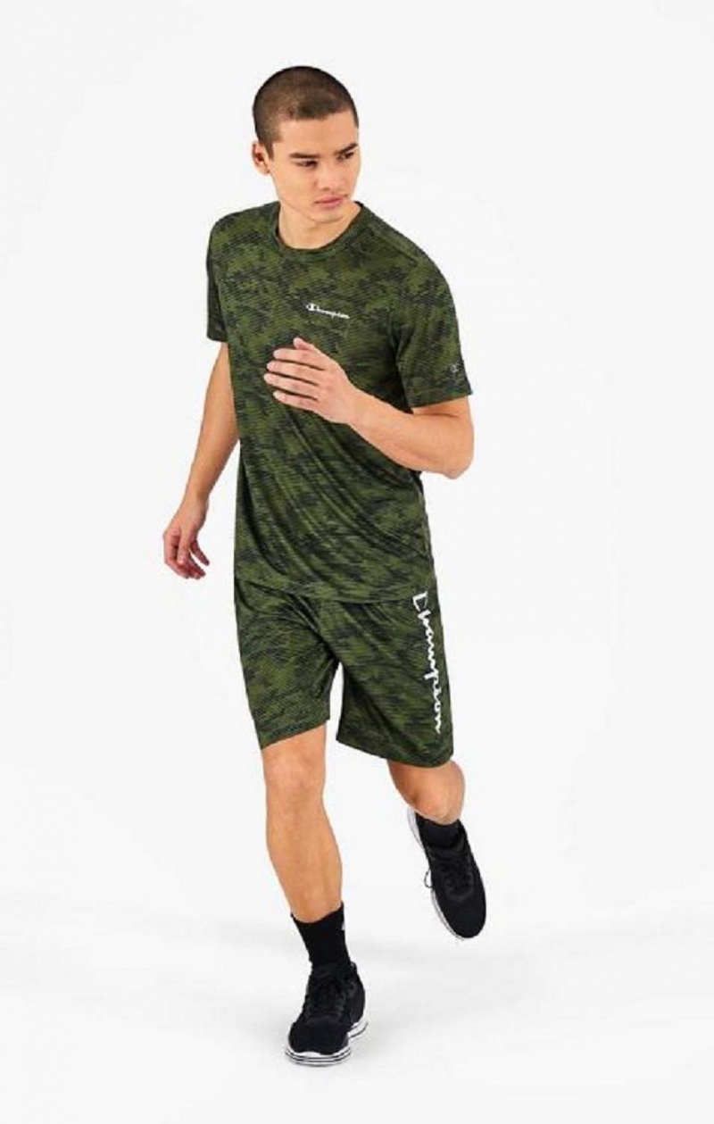 Champion Camo Quick Dry Trenings T-Shirt T-skjorte Herre Grønn | 9760-MNSOQ