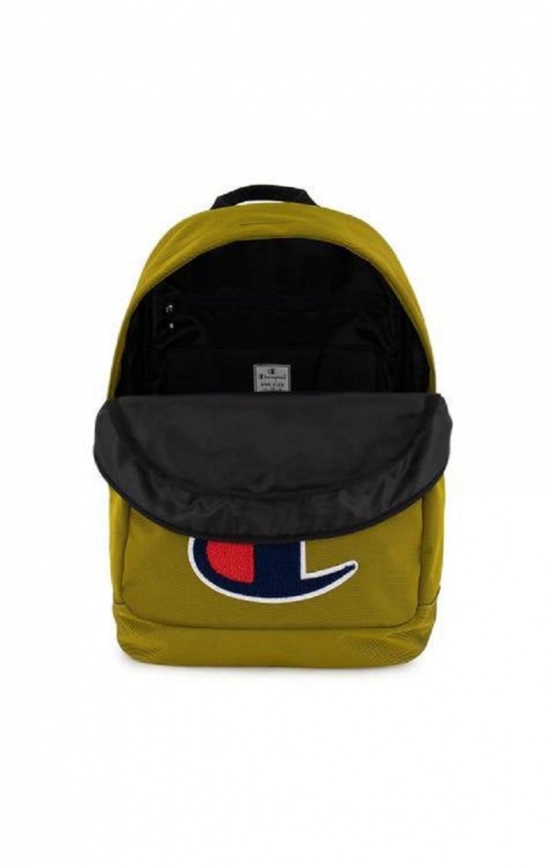 Champion Chenille C Patch Faux Lær Backpack Vesker Herre Gull | 3520-VNSWU