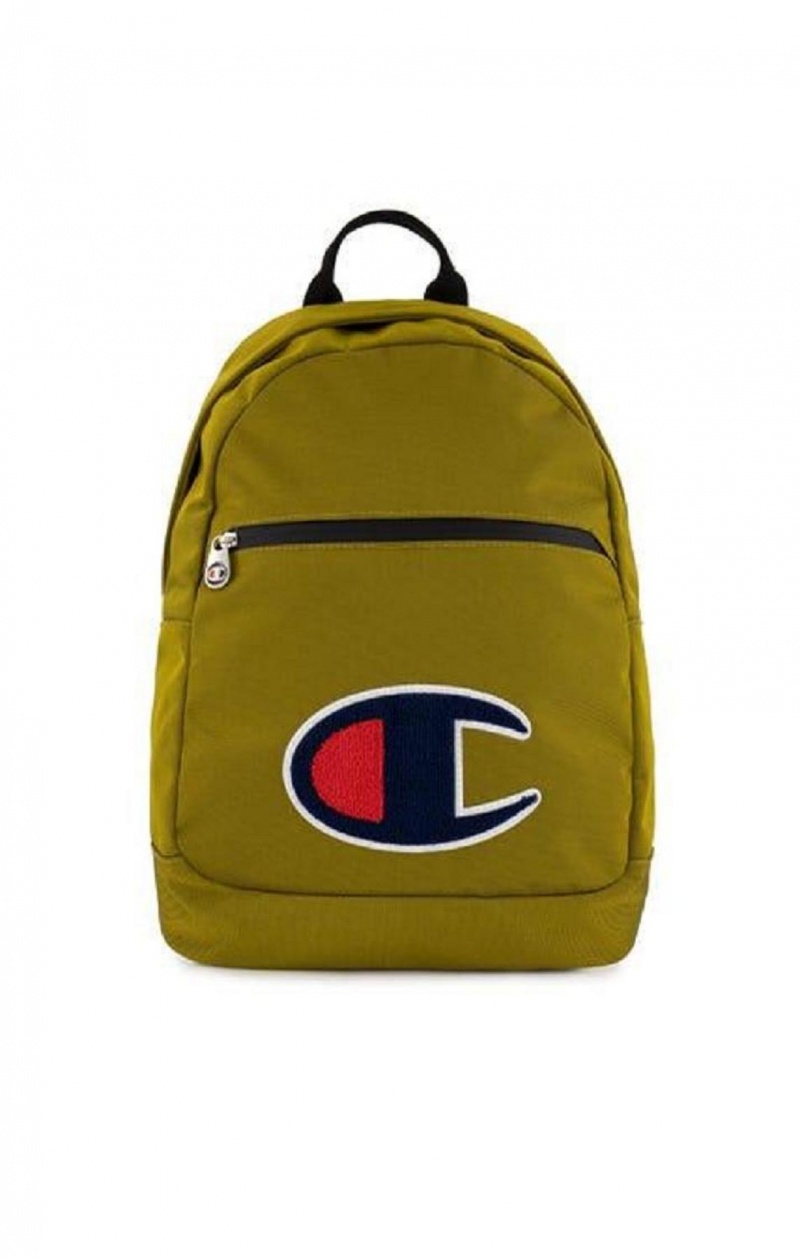 Champion Chenille C Patch Faux Lær Backpack Vesker Herre Gull | 3520-VNSWU