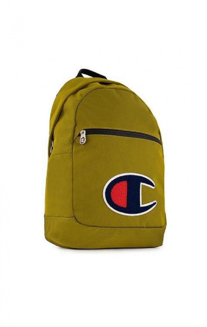 Champion Chenille C Patch Faux Lær Backpack Vesker Dame Gull | 2873-MVTHP