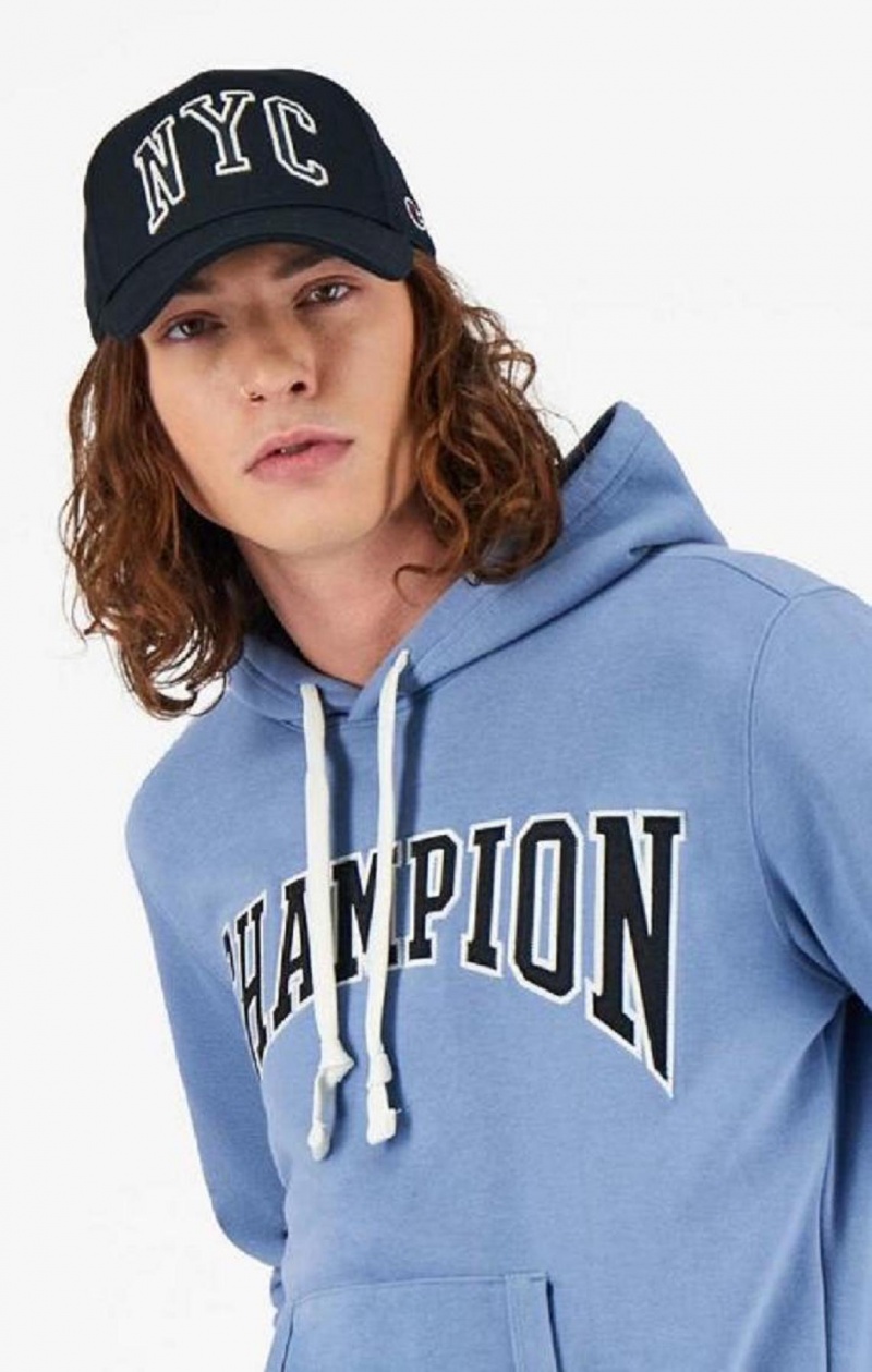 Champion Collegiate Logo Hoodie Hettegenser Herre Turkis Blå | 5324-DOUCY