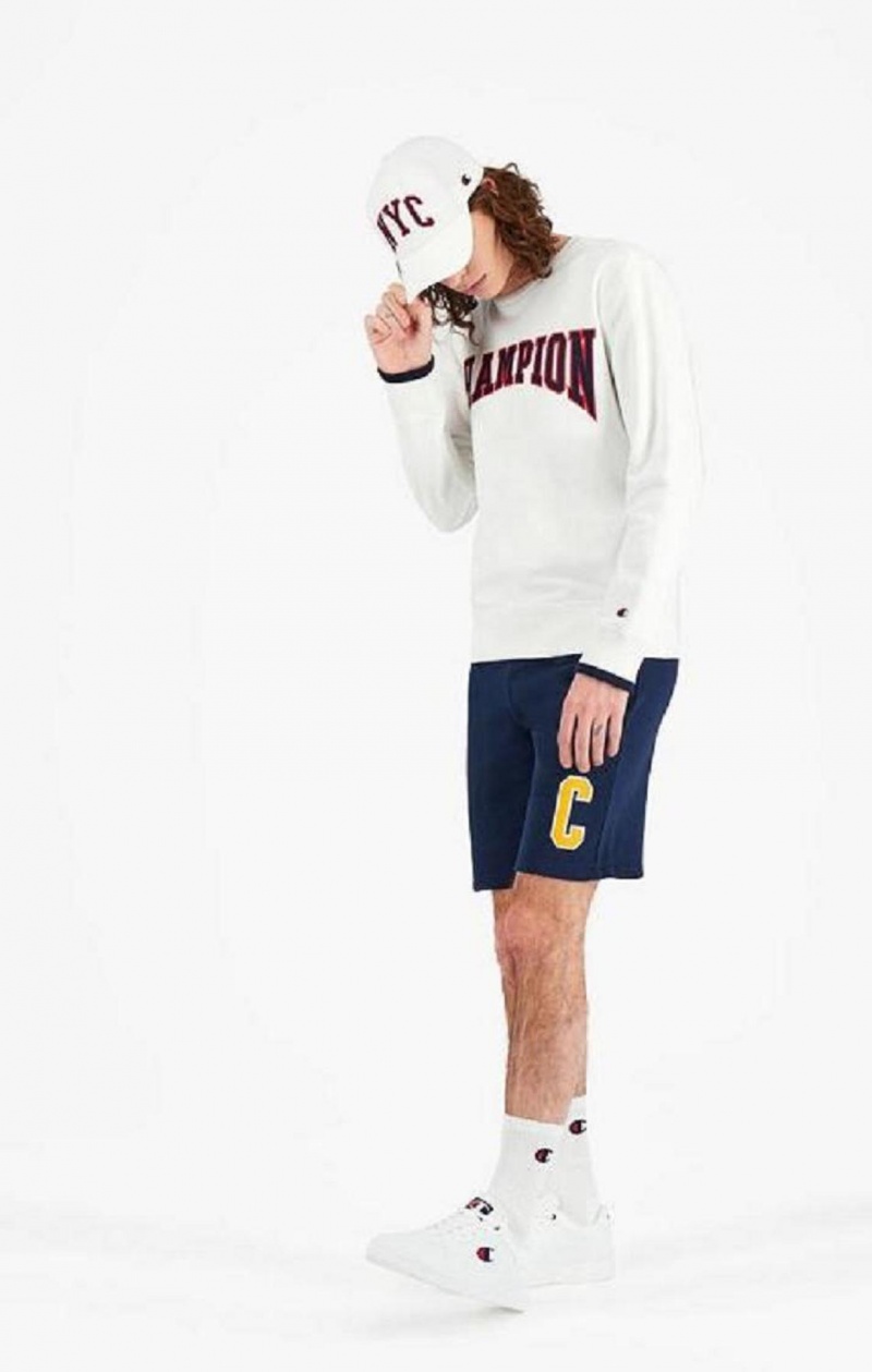 Champion Collegiate Logo Sweatshirt Gensere Herre Hvite | 8123-RKWDU