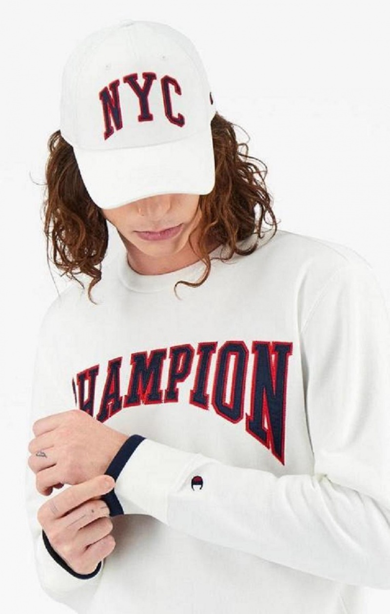 Champion Collegiate Logo Sweatshirt Gensere Herre Hvite | 8123-RKWDU