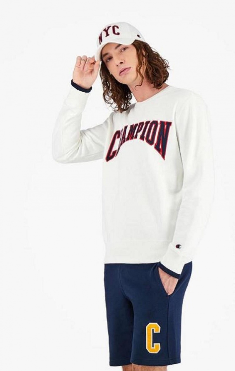 Champion Collegiate Logo Sweatshirt Gensere Herre Hvite | 8123-RKWDU