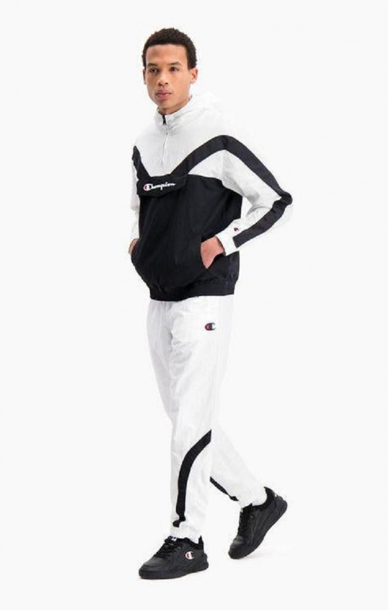 Champion Colour Block And Stripe Cuffed Track Pants Treningsdress Herre Hvite | 1084-KNFGV