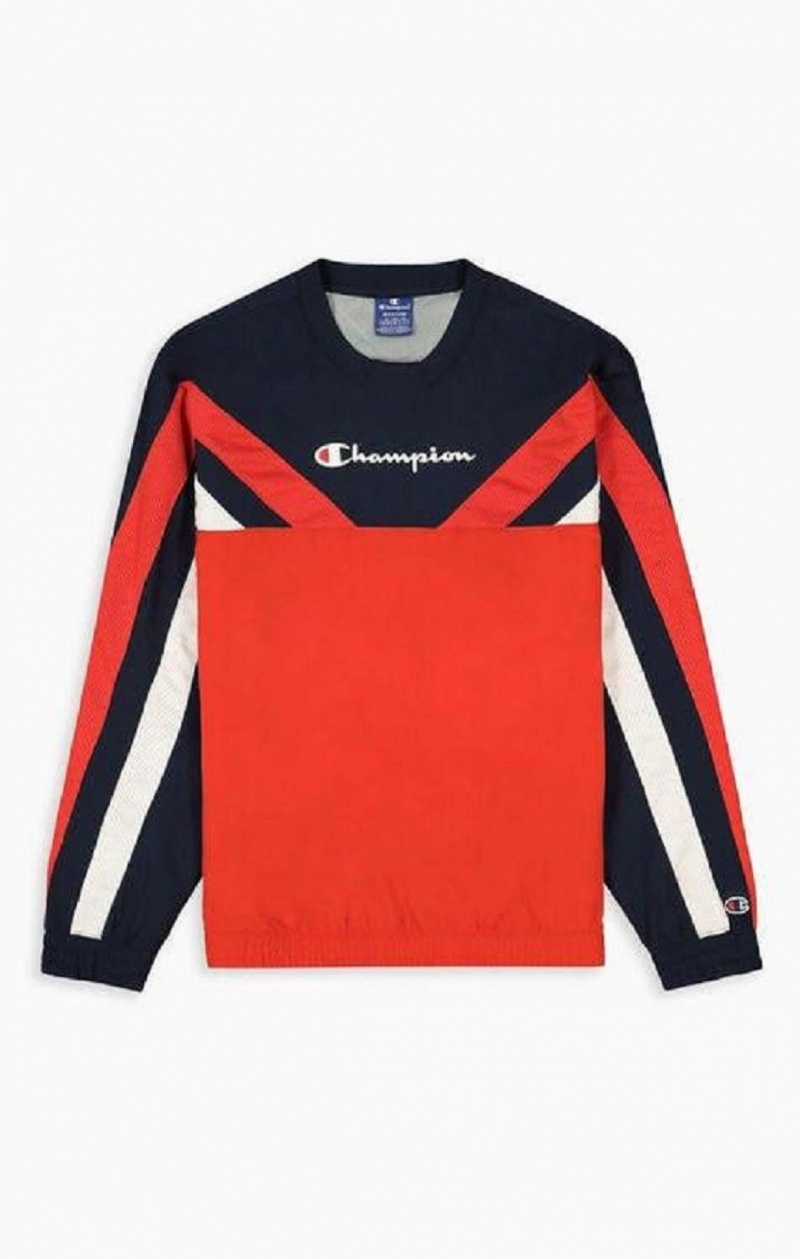 Champion Colour Block And Stripe Track Sweatshirt Gensere Herre Rød | 7152-VXRCN