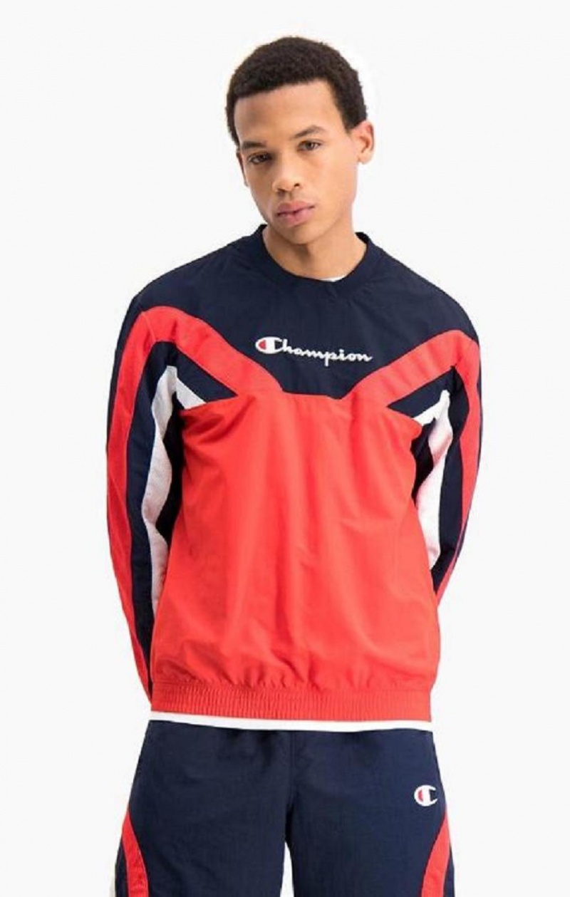 Champion Colour Block And Stripe Track Sweatshirt Gensere Herre Rød | 7152-VXRCN