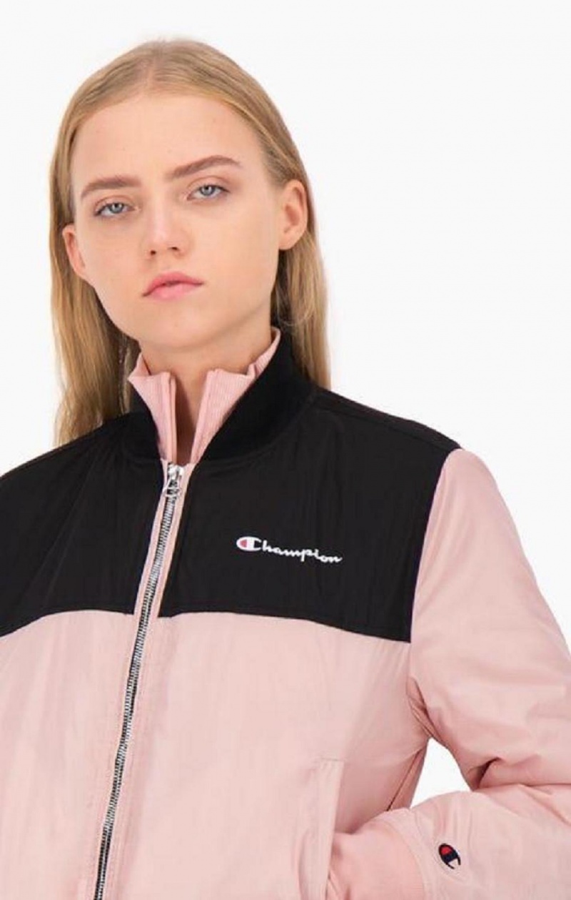 Champion Colour Block Bomber Jacket Jakker Dame Rosa | 9325-EPHAQ