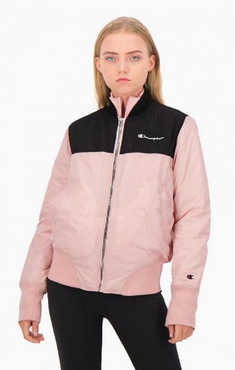 Champion Colour Block Bomber Jacket Jakker Dame Rosa | 9325-EPHAQ