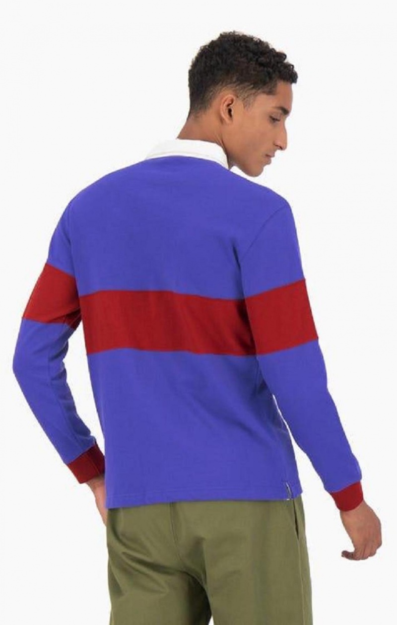 Champion Colour Block Bomull Jersey Polo Shirt T-skjorte Herre Blå | 9065-AOPSD