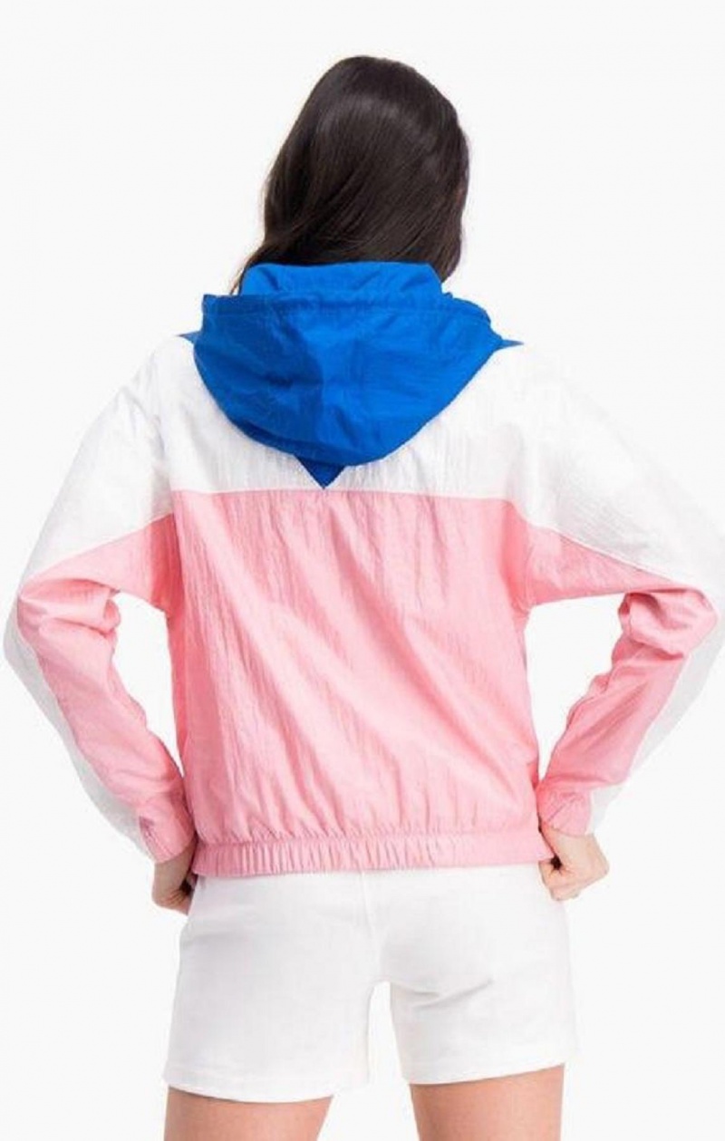 Champion Colour Block Hette Track Jacket Jakker Dame Hvite Rosa | 5270-UOEQH