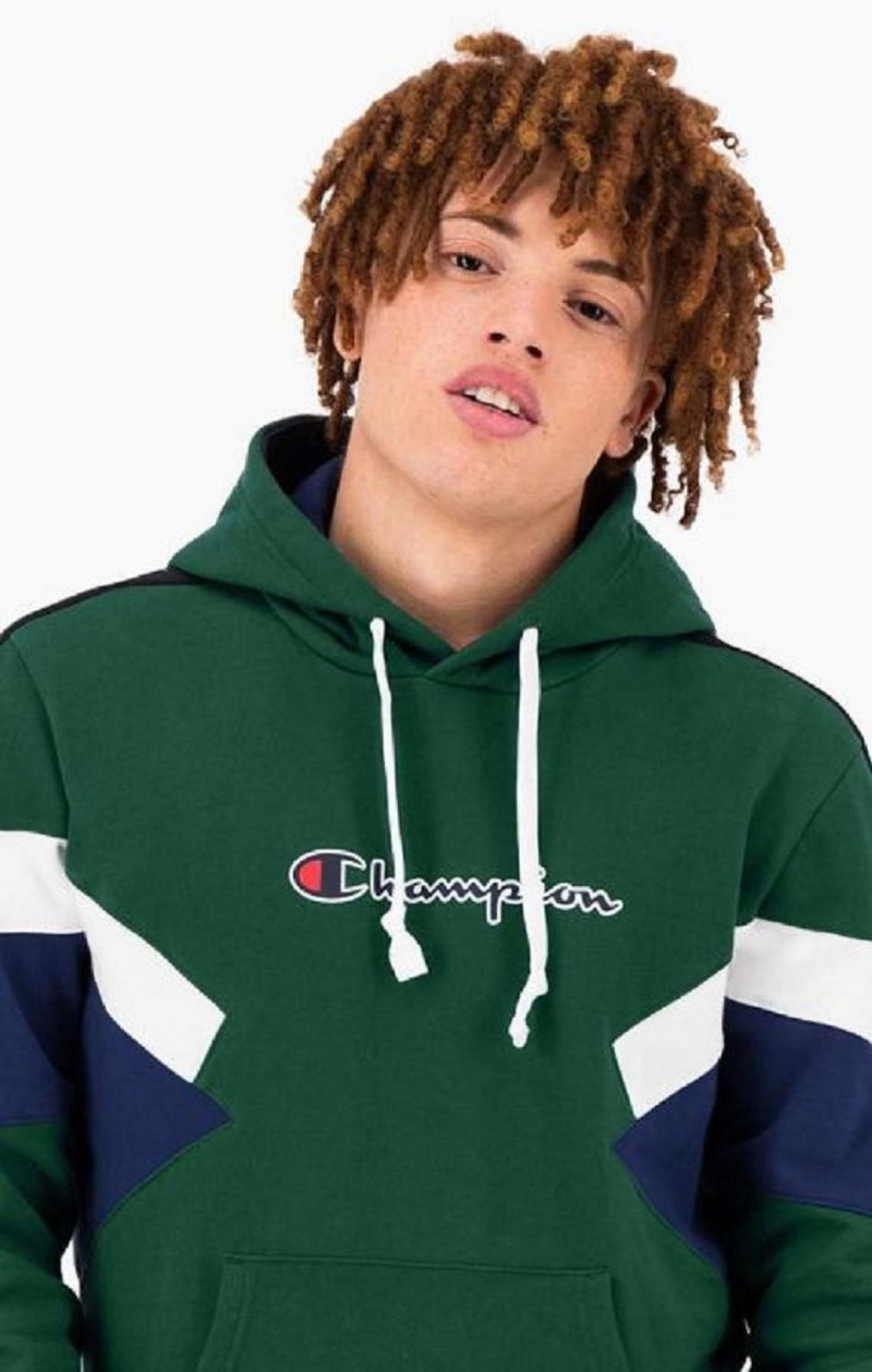 Champion Colour Block Insert Fleece Hoodie Hettegenser Herre Lyse Grønn | 5281-HWDUO