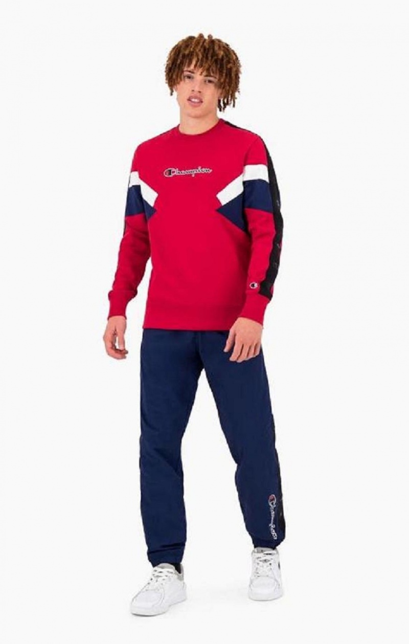 Champion Colour Block Insert Fleece Sweatshirt Gensere Herre Rød | 6704-EDORF