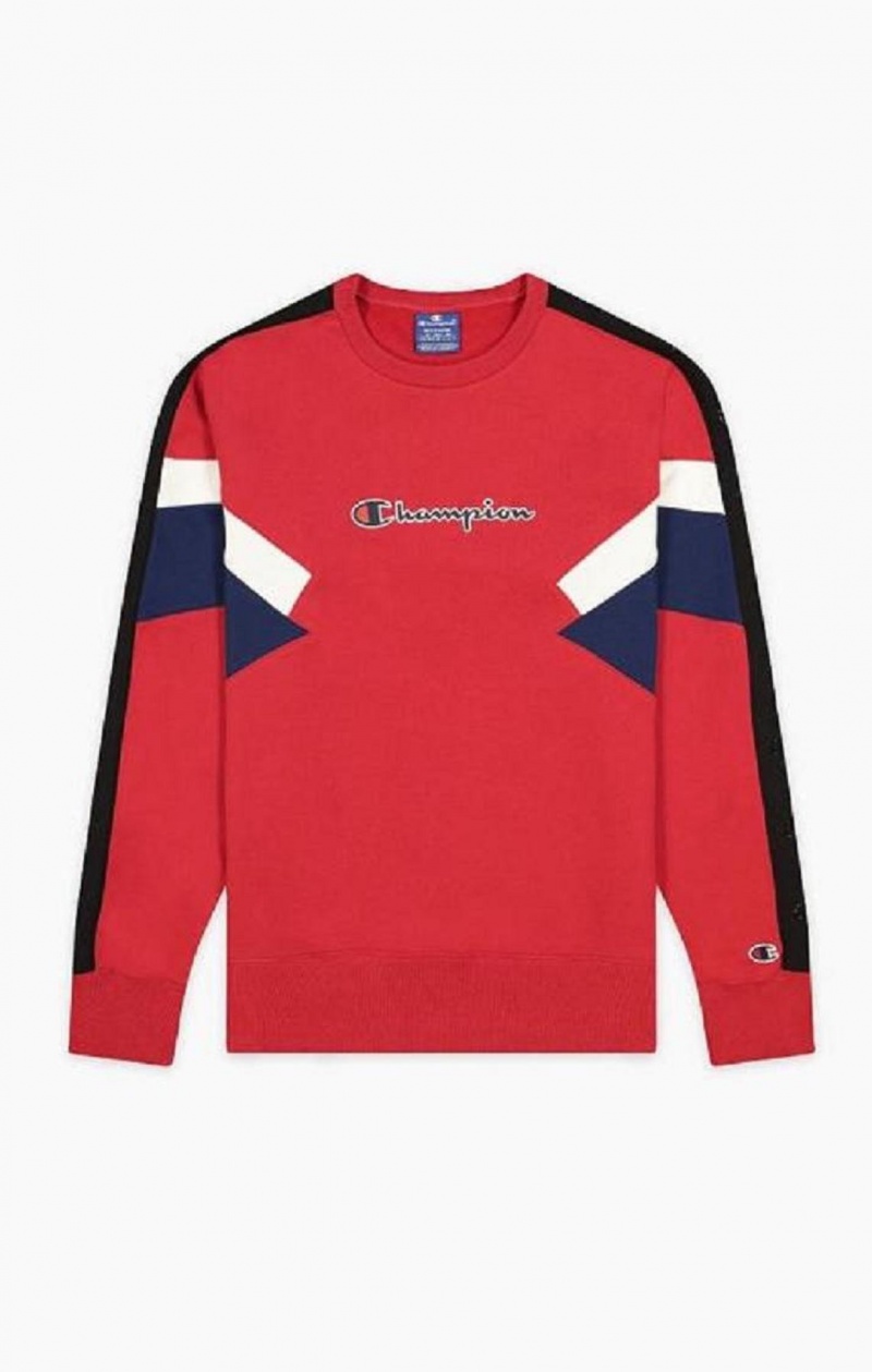 Champion Colour Block Insert Fleece Sweatshirt Gensere Herre Rød | 6704-EDORF