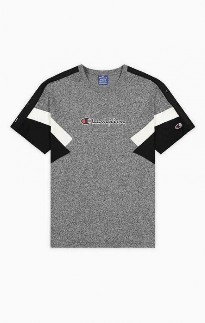 Champion Colour Block Insert T-Shirt T-skjorte Herre Mørke Grå | 3698-JZQTF