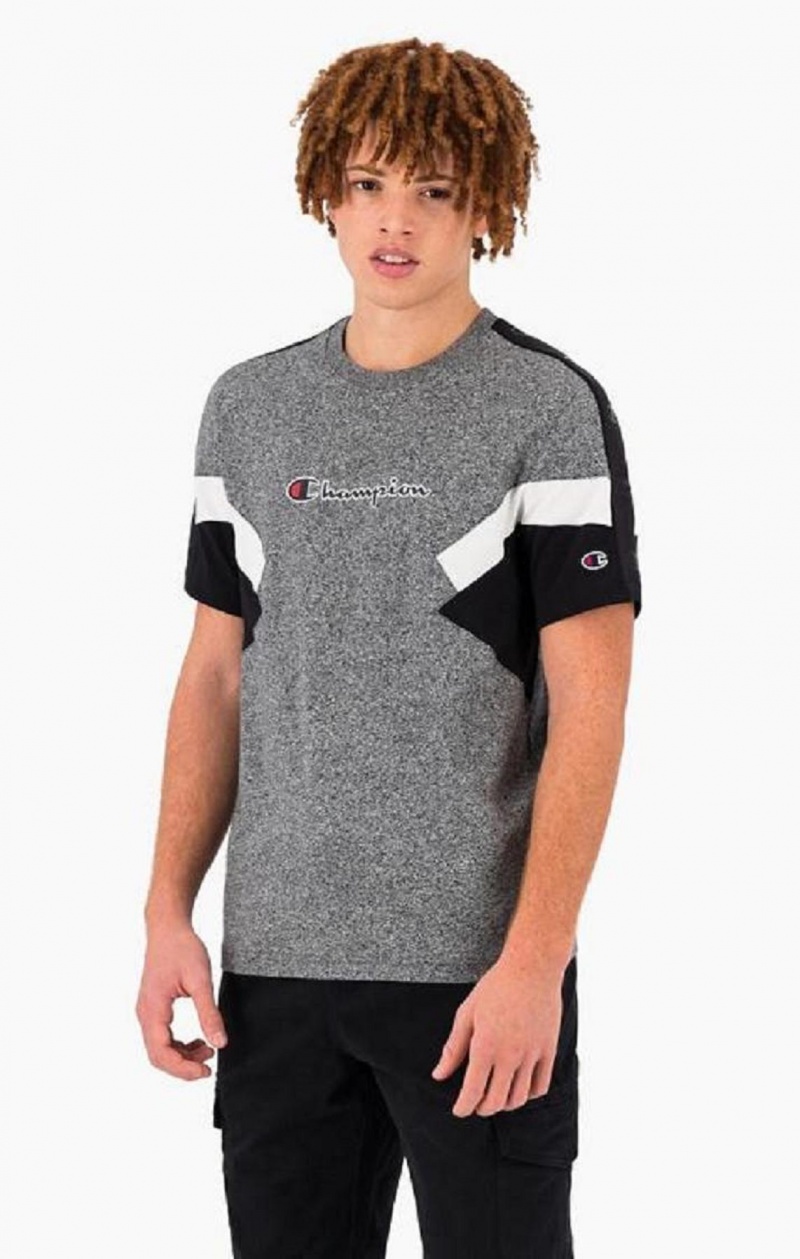 Champion Colour Block Insert T-Shirt T-skjorte Herre Mørke Grå | 3698-JZQTF