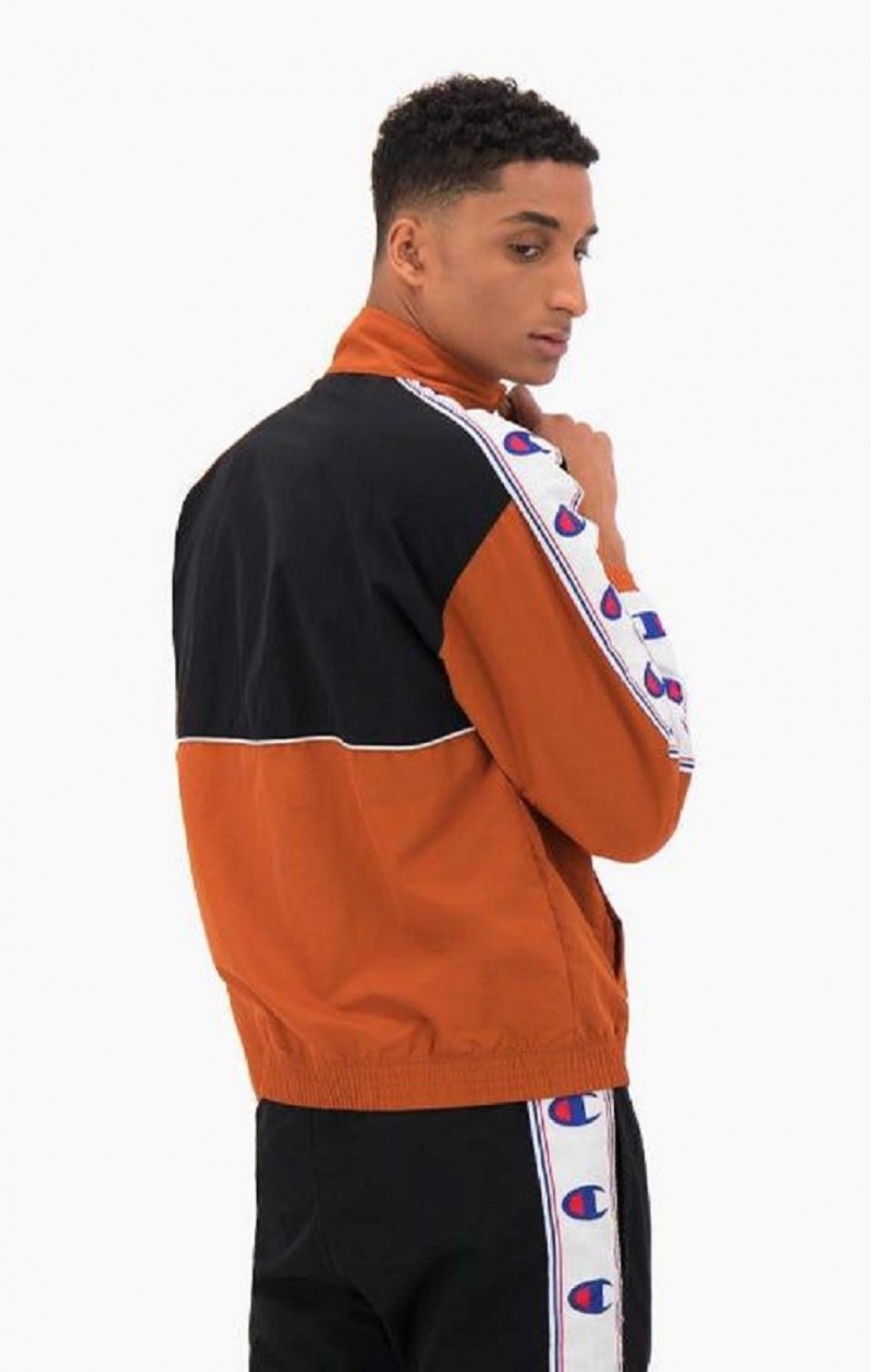 Champion Colour Block Logo Tape Trim Track Jacket Treningsdress Herre Brune | 5689-XZGPC