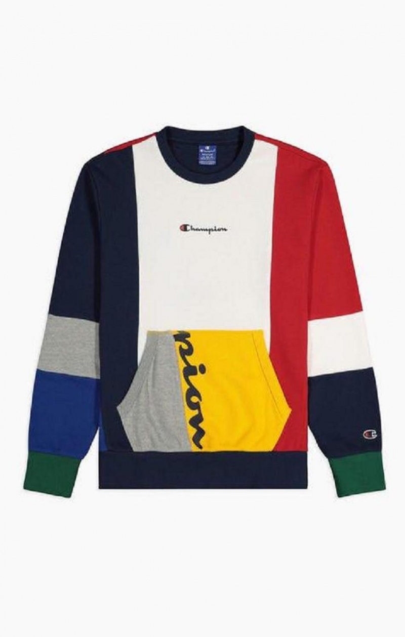 Champion Colour Block Patchwork Hoodie Hettegenser Herre Rød | 5248-QLKMI