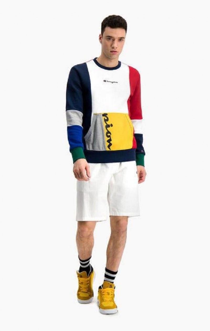 Champion Colour Block Patchwork Pocket Sweatshirt Gensere Herre Rød | 7923-OIBFZ