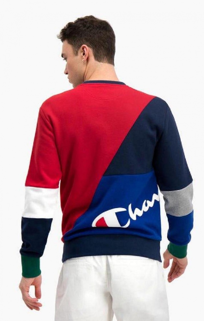 Champion Colour Block Patchwork Pocket Sweatshirt Gensere Herre Rød | 7923-OIBFZ