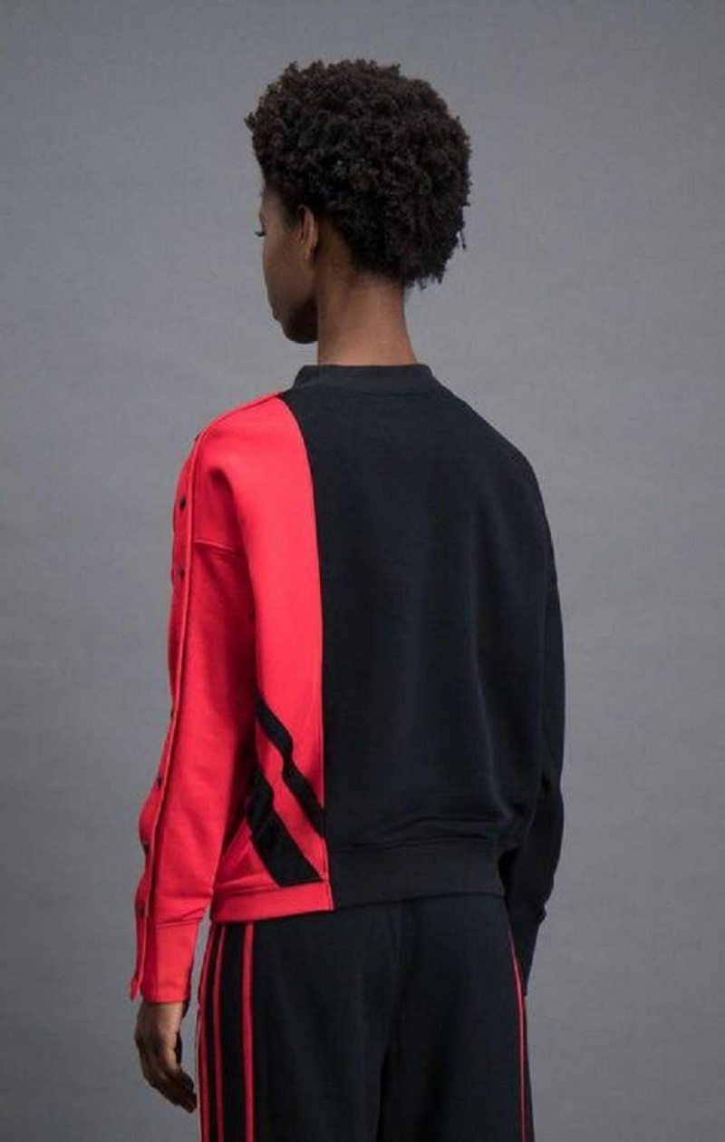 Champion Colour Block Popper Cropped Sweatshirt Gensere Dame Svarte Rød | 3815-WRLIV