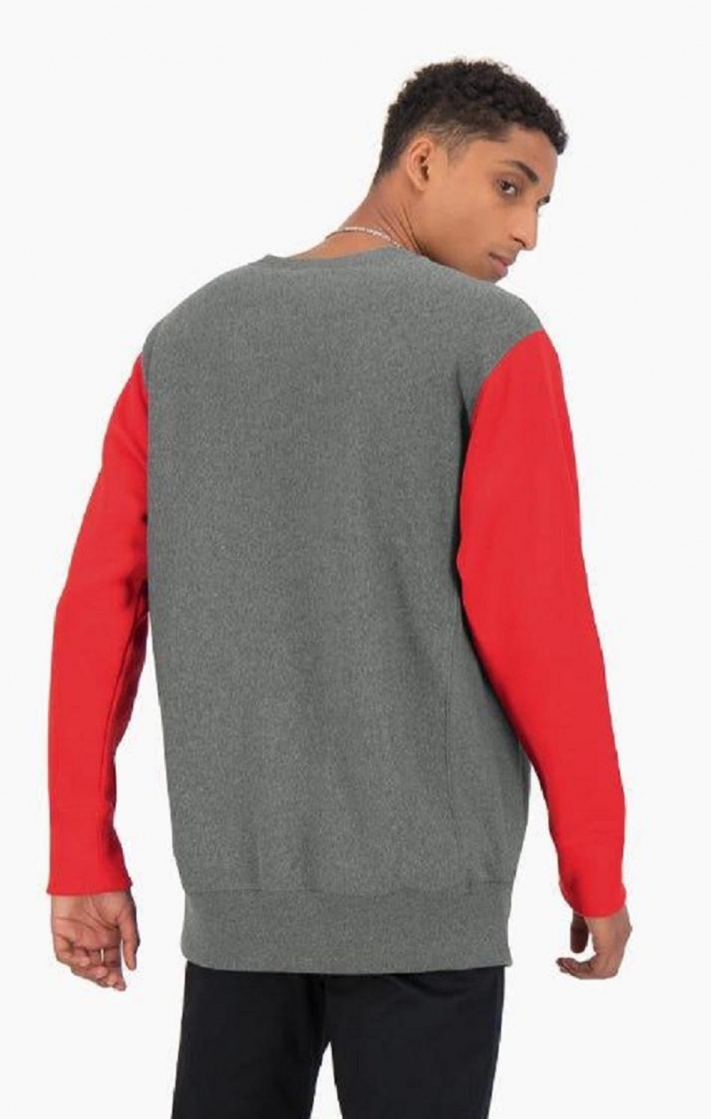 Champion Colour Block Reverse Weave Sweatshirt Gensere Herre Mørke Grå | 1743-FRNQZ