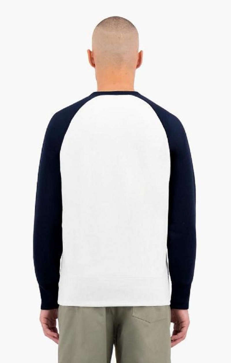 Champion Colour Block Reverse Weave Sweatshirt Gensere Herre Hvite | 4869-DOIVC