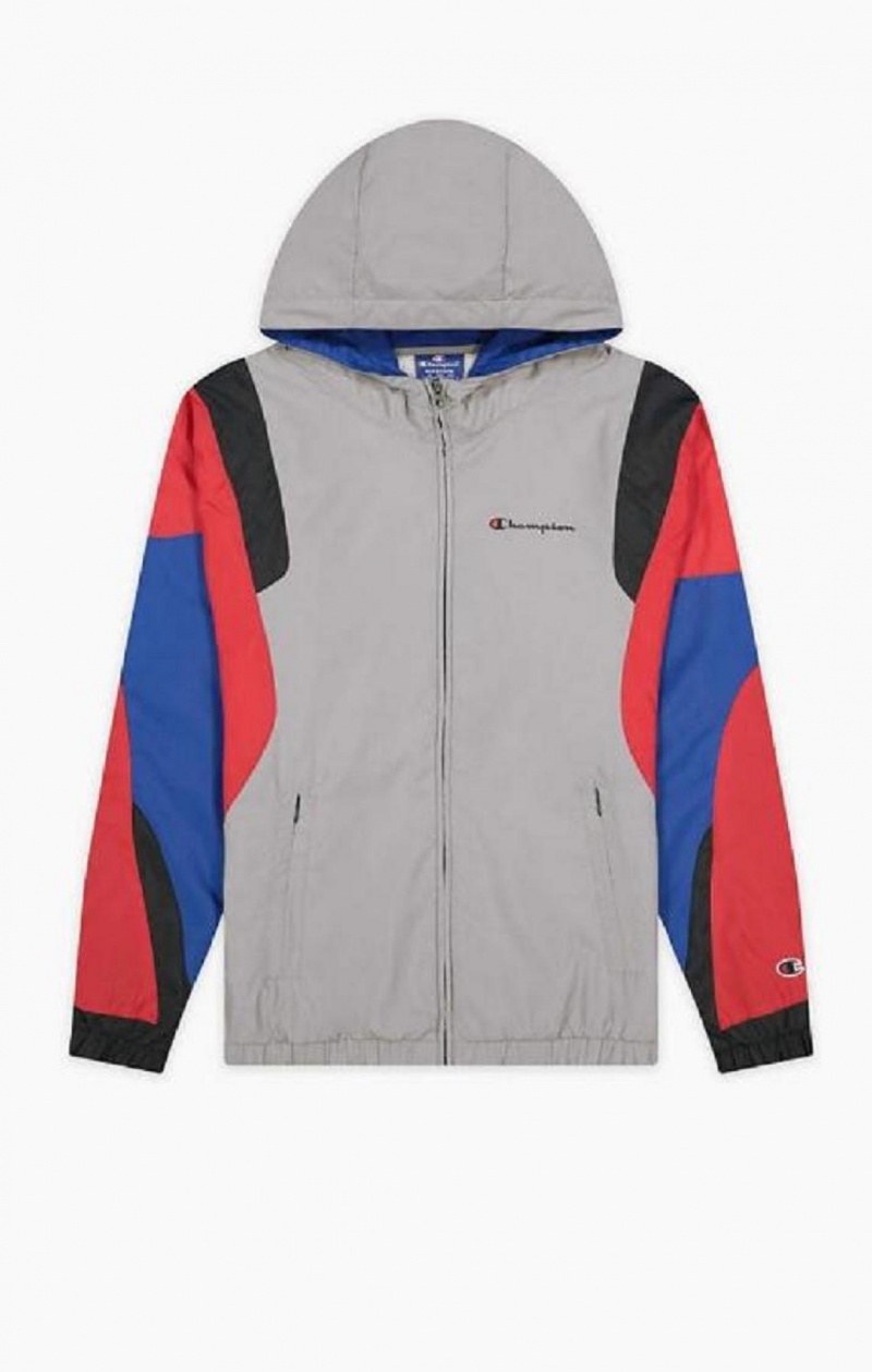 Champion Colour Block Script Logo Hoodie Hettegenser Herre Mørke Grå | 2938-MZJLH