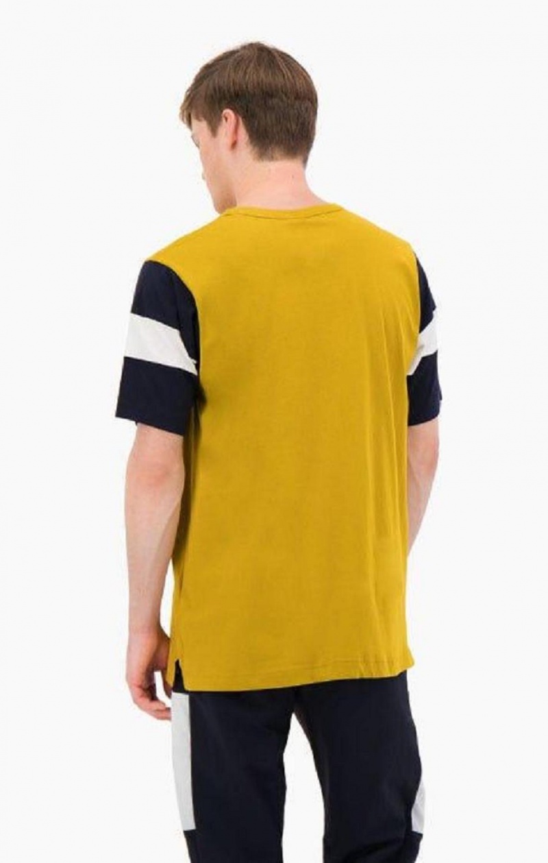 Champion Colour Block Script Logo T-Shirt T-skjorte Herre Gull | 3810-LHUWZ