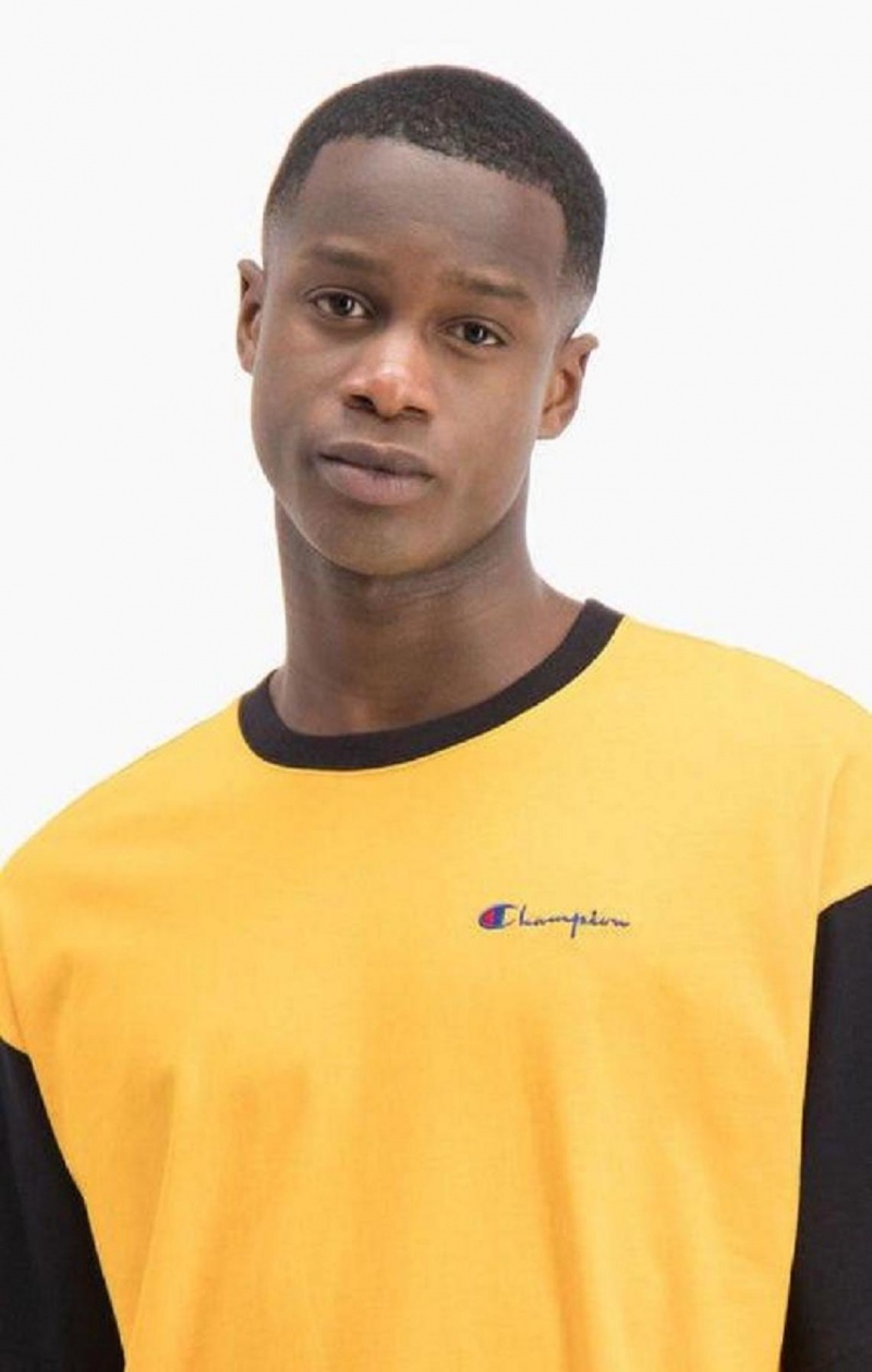 Champion Colour Block Script Logo T-Shirt T-skjorte Herre Oransje | 2358-QAFUW