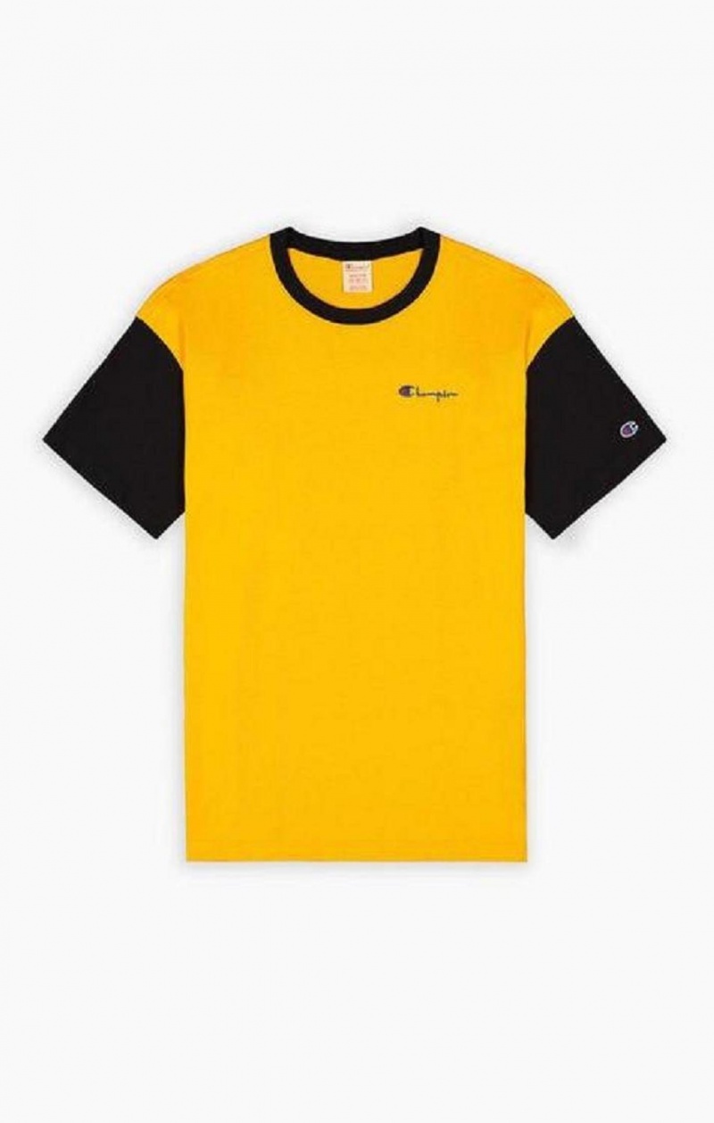 Champion Colour Block Script Logo T-Shirt T-skjorte Herre Oransje | 2358-QAFUW