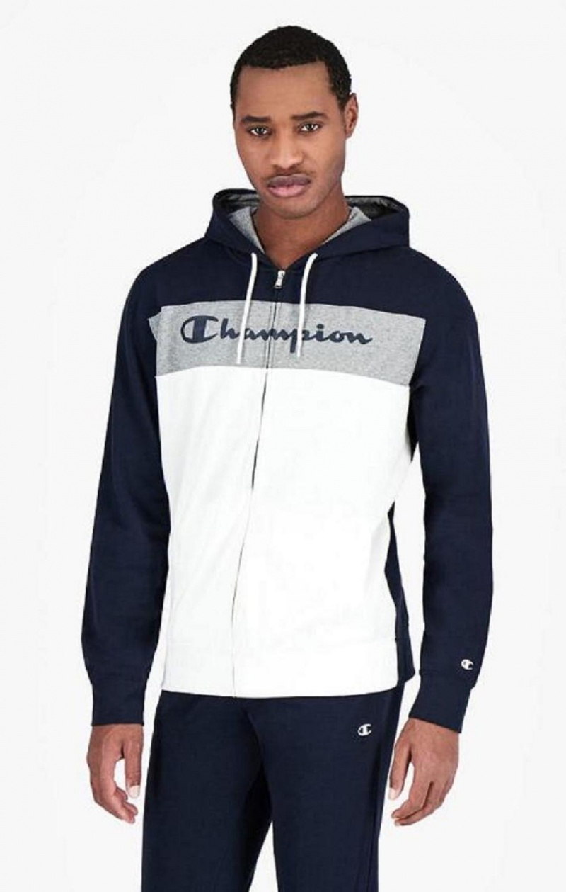 Champion Colour Block Script Logo Zip-Up Sweatsuit Treningsdress Herre Mørke Blå | 6724-WXLQT