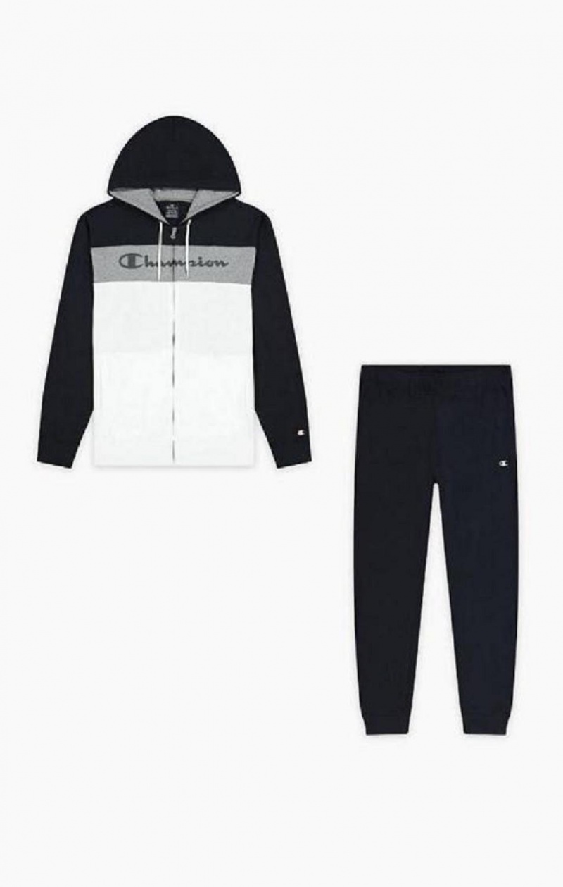 Champion Colour Block Script Logo Zip-Up Sweatsuit Treningsdress Herre Mørke Blå | 6724-WXLQT