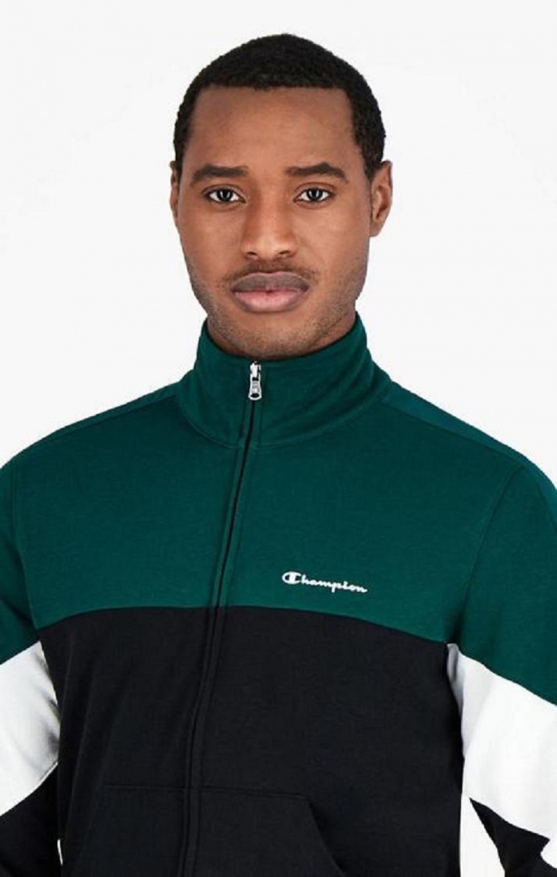 Champion Colour Block Script Logo Zip-Up Sweatsuit Treningsdress Herre Svarte | 6357-DWKIJ