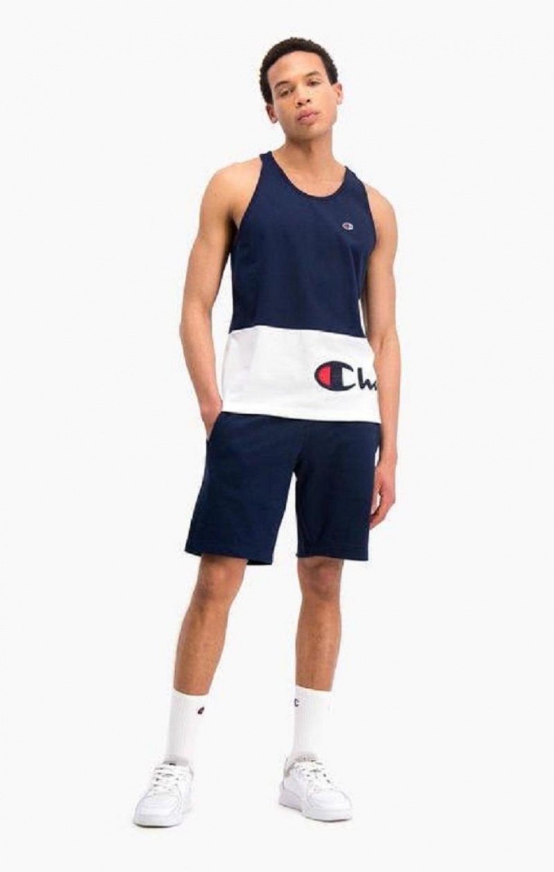 Champion Colour Block Wraparound Logo Tank Top T-skjorte Herre Mørke Blå | 2831-FBGMZ