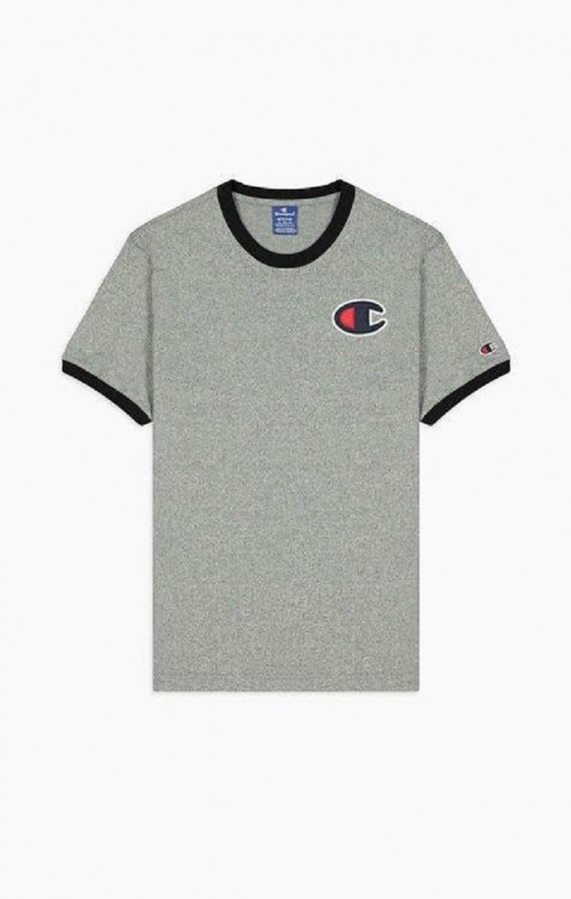 Champion Contrast C Logo Ringer T-Shirt T-skjorte Herre Mørke Grå | 1839-LIVXR