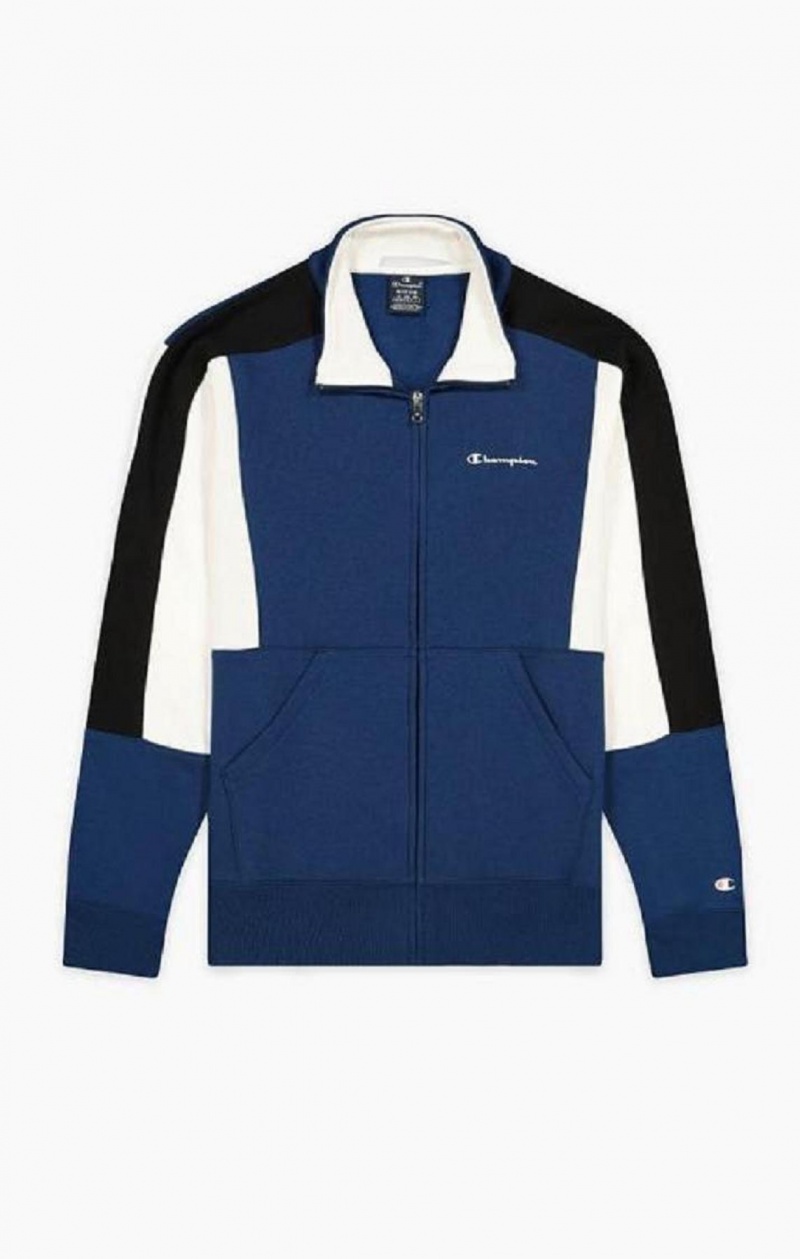 Champion Contrast Colour Block Script Logo Tracksuit Treningsdress Herre Blå | 4067-BJAUP